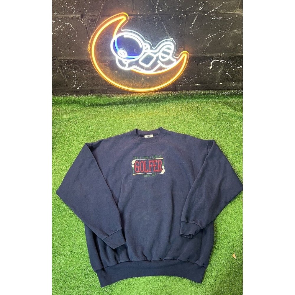 Vintage M&C Sportswear Mens Blue Golf Crewneck Sweatshirt Size XL Embroidered‎